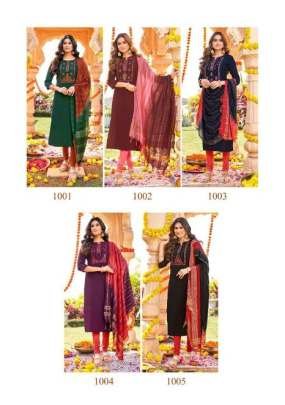 Selesta Brand Shehnaaz Pure Chinon Neck Work Kurtis Set