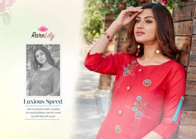 Senorita Stylish Embroidery Work Rayon Kurtis By Rarelily