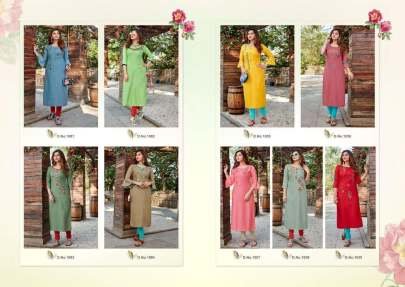 Senorita Stylish Embroidery Work Rayon Kurtis By Rarelily