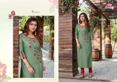 Senorita Stylish Embroidery Work Rayon Kurtis By Rarelily