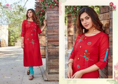 Senorita Stylish Embroidery Work Rayon Kurtis By Rarelily