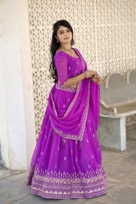 Sequence Work Violet Colour  Lehenga Choli With Dupatta