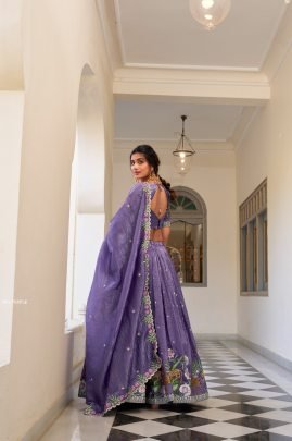 Sequins Work Purple Colour Lehenga Choli With Dupatta