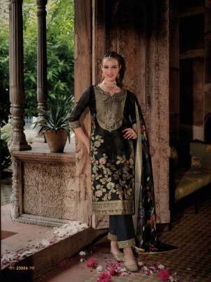 Silkyness 3 Black Branded And Gorgeous Handwork Organza Jacquard Kurtis Set