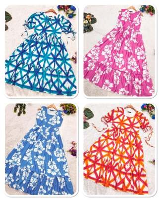 Sky Blue Floral Printed Western One Piece Dress