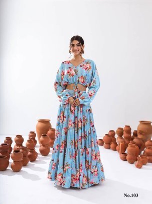 Sky Blue Stylish Indo Western Ensemble