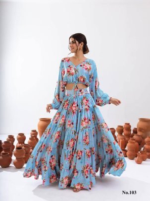 Sky Blue Stylish Indo Western Ensemble