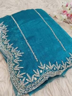 Sky Blue Zimmy Choo Handwork Saree