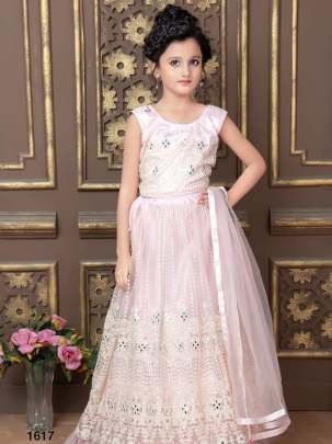 Soft Net Embroidery Stitched Kids Lehenga Choli