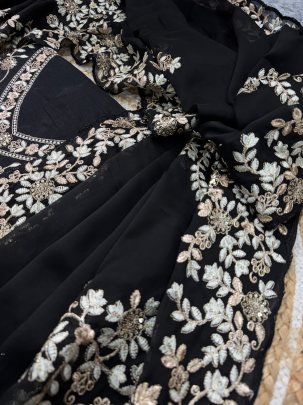 Soft Rangoli Silk Saree with Sequins Zari Embroidery