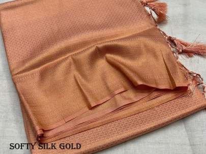 Latest Soft Silk Golden Saree