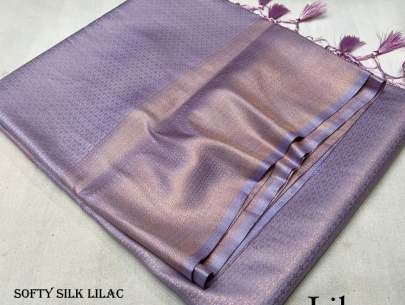 Fancy Plain Soft Silk Lilac Saree