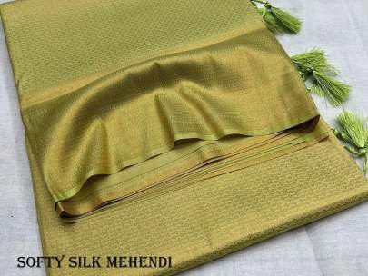 Soft Silk Shiny Mehendi Saree