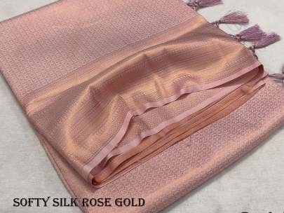 Latest Soft Silk Rose Gold Saree