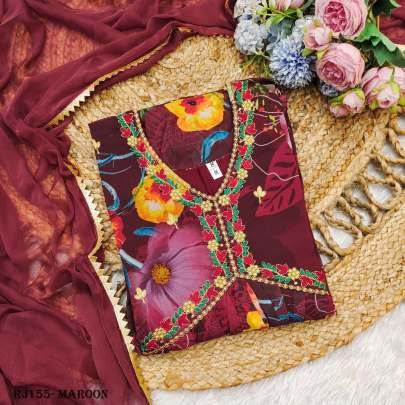 Sparkling Maroon Alia Cut Gown With Dupatta Set