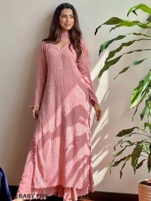 Special Baby Pink Color Georgette Thread Embroidery Palazzo Set 