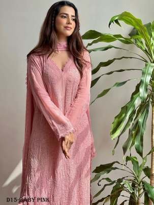 Special Baby Pink Color Georgette Thread Embroidery Palazzo Set