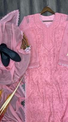 Special Baby Pink Color Georgette Thread Embroidery Palazzo Set