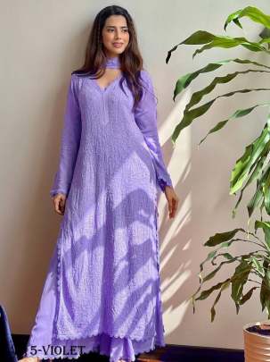 Special Violet Color Georgette Thread Embroidery Palazzo Set 
