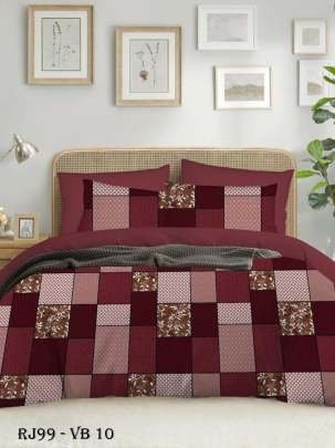 Square  Print Cotton King Size Bed Sheet 