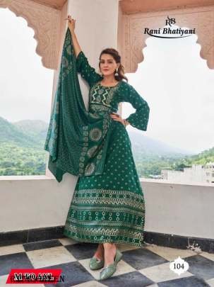 Studio Vol 1 Green Foil Printed Rayon Kurtis With Dupatta