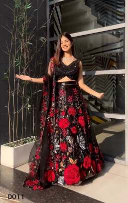 Stunning Black sequence embroidered partywear lehenga choli 