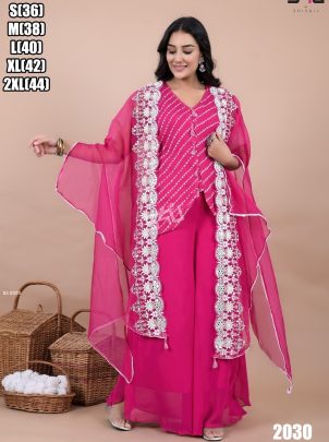 Stunning Pink Indo Western Top With Sharara pant 