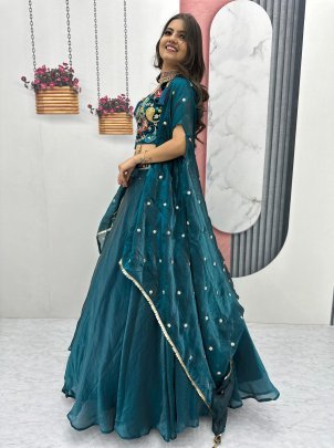 Stunning Rama Indo Western Dress With Sequence Work