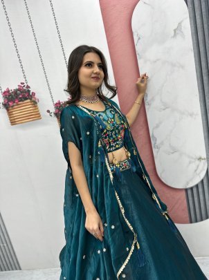 Stunning Rama Indo Western Dress With Sequence Work