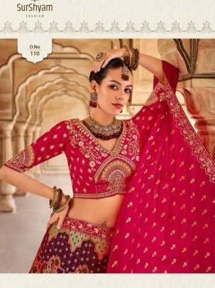 Stupendous Hot Pink Fancy Embroidery Banarasi Silk  Bridal Lehenga