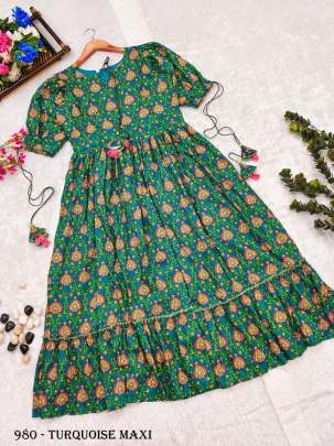 Style Evergreen Emerald muslin Dress By Fab Funda