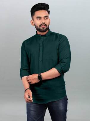 Style Mens Green Wear Cotton Kurta Shirt