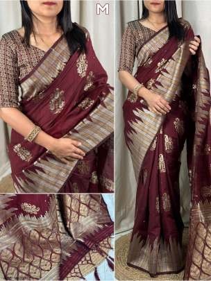 Stylist Women  2 Shades Maroon Cotton Silk Saree