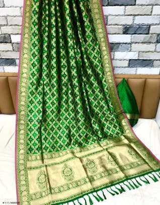 Stylish Banarasi Weaving Silk Green Saree and Blouse