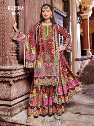 Stylish chocolate  Colour Top,Sharara With Dupatta Set