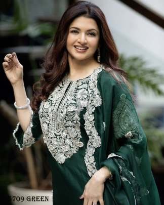 Stylish Green Kurti Pant Set With Dupatta
