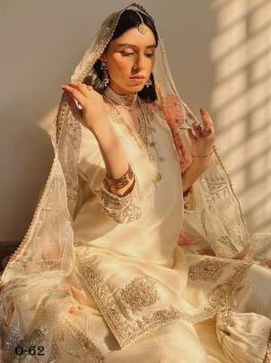 Stylish Heavy Chinon Embroidered Work White Gharara Suit