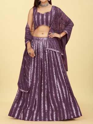 Stylish Mauve Color Sequence Lehenga Choli