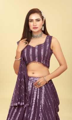 Stylish Mauve Color Sequence Lehenga Choli