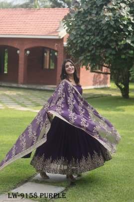 Stylish Purple Embroidery Gown With Dupatta