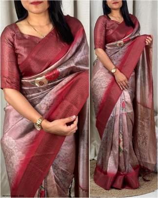 Trendy Tara Catalog Satin Jacquard Rama Saree