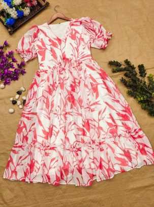 Summer Special Pink Western Georgette Midi Dress