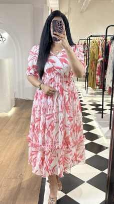 Summer Special Pink Western Georgette Midi Dress