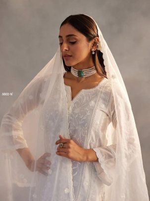 Summer Special White Organza Embroidery Kurti Set