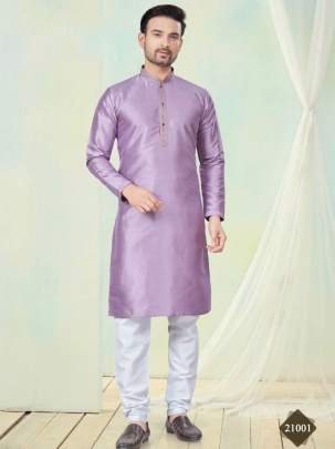 Teaditional Vol 21 Onion Plain Silk Men Kurta Set