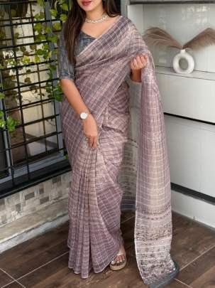Tissue Silk Digital Printed Jacquard Lining Saree