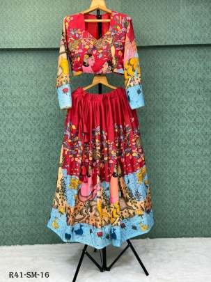 Traditional Chinon Kalamkari Printed Lehenga Choli