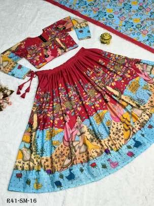 Traditional Chinon Kalamkari Printed Lehenga Choli