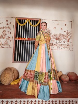 Traditional Indo Western Heavy Rayon Embroidered Lehenga With Koti