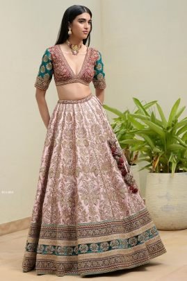 Traditional Mulberry Silk Lehenga With Sequins Thread and Dori Work
